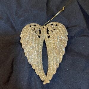Gold Glitter Angel Wings Ornaments - set of 6